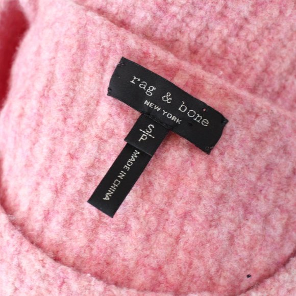 Rag & Bone Francie Crewneck Wool Suede Elbow Patch Pullover Pink Sweater S Top - Picture 7 of 9